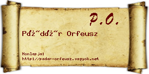 Pádár Orfeusz névjegykártya
